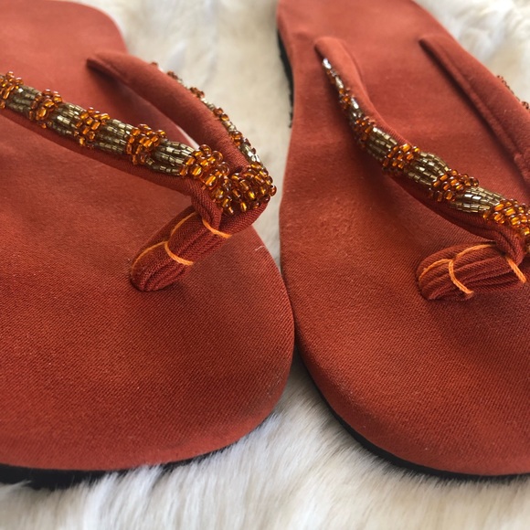 Beaded Orange Sandals, Quite Comfortable - Picture 11 of 15